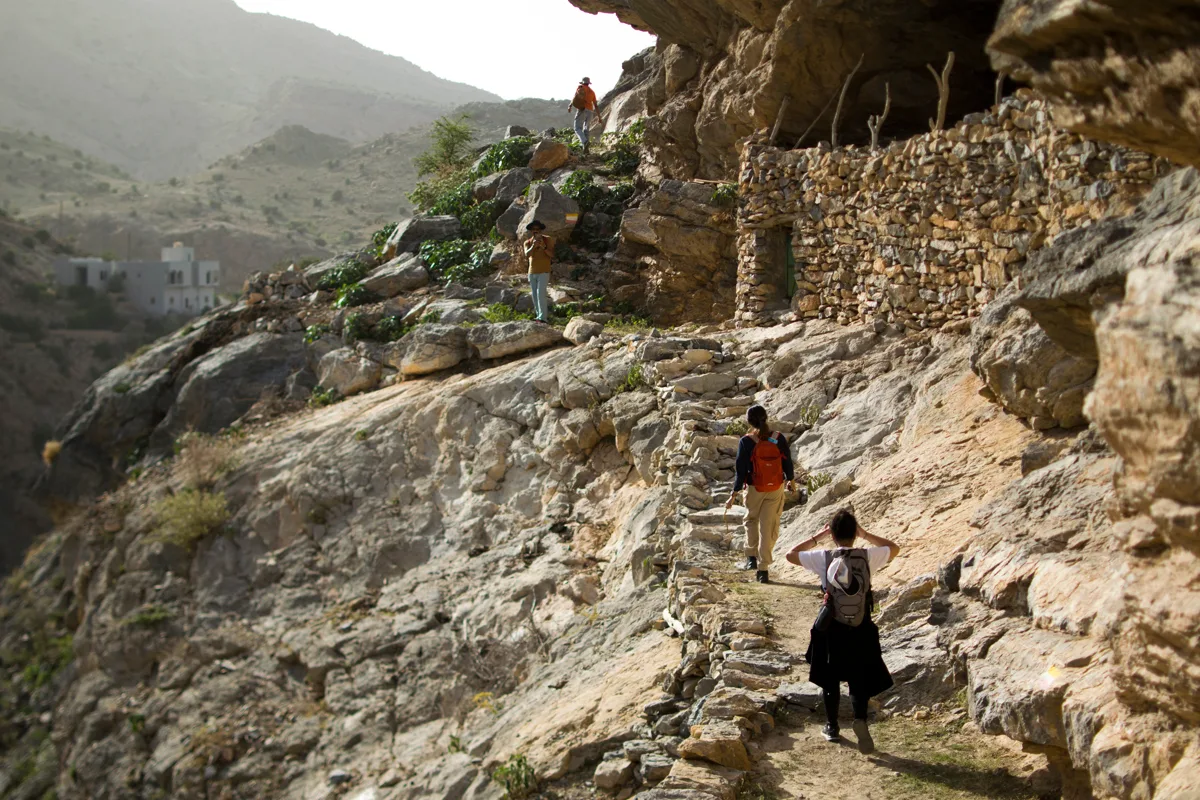 cave houses and hiking trail on Jebel Akhdar