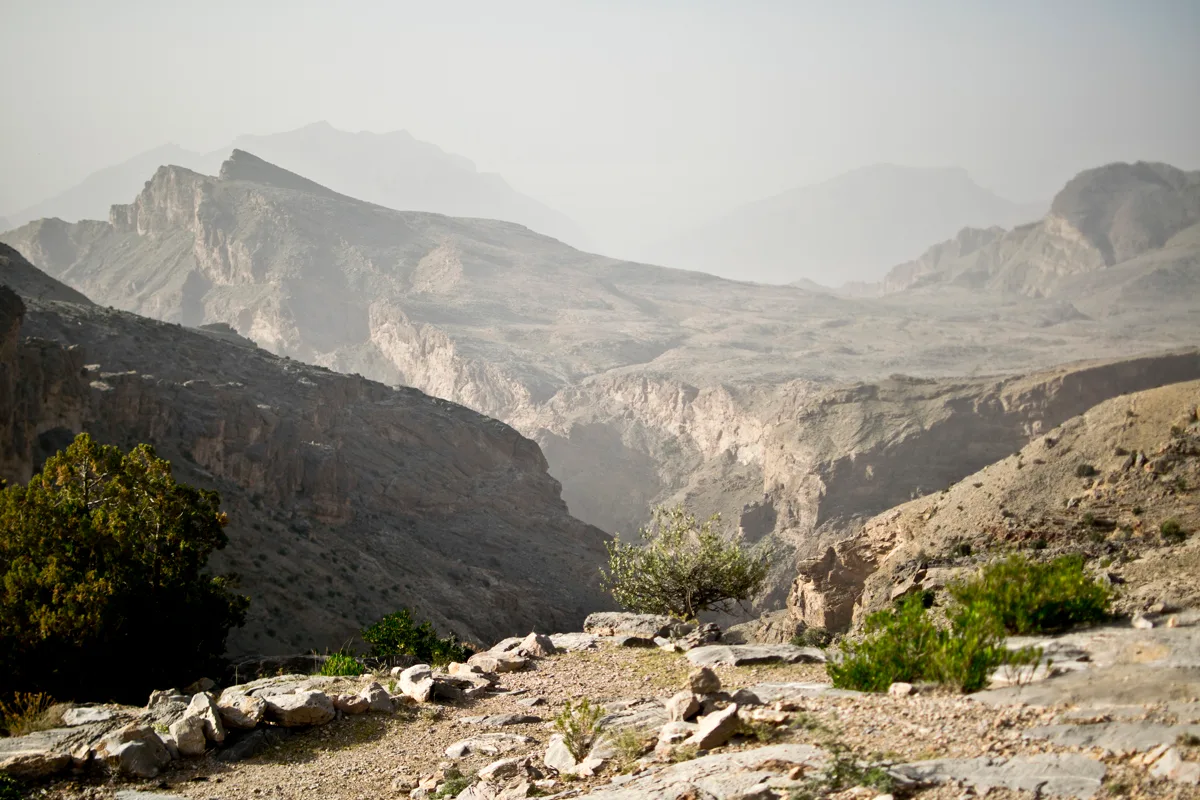 Mountain landscape for hiking in Oman